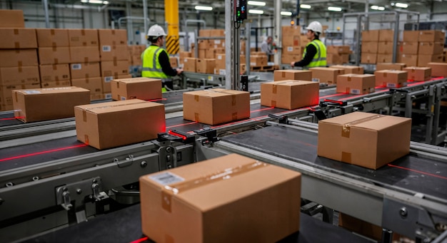 现代化物流分拣中心内景